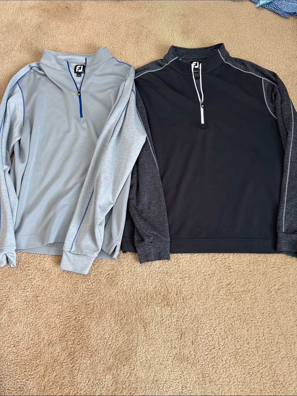 FootJoy Men's Quarter-Zip Pullovers - Black & Light Gray